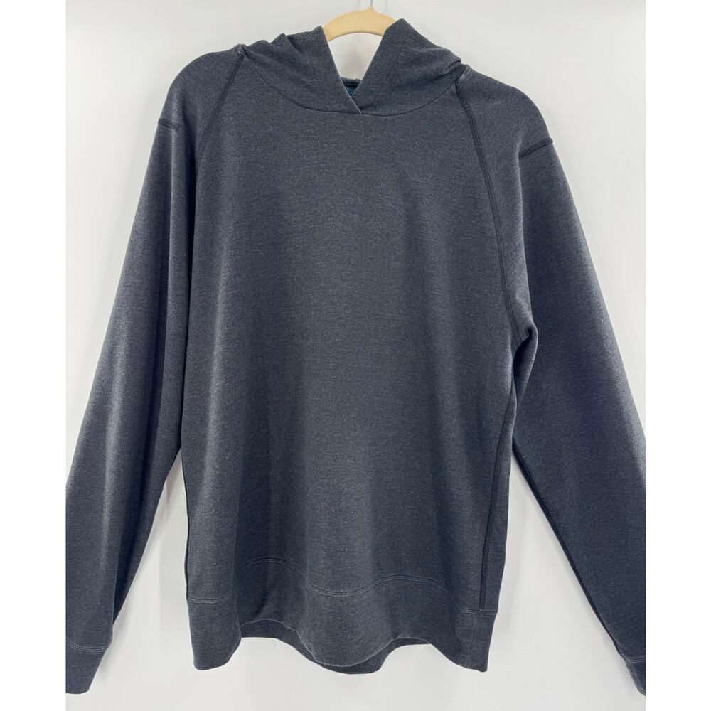 Lululemon Men's Gray Hoodie Reversible Active Pullover Shirt Large Black Teal